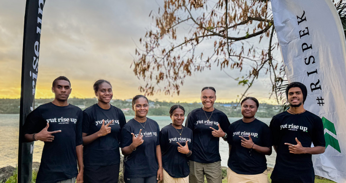 Members of the 'yut rise up' youth advisory group t the launch of the campaign
